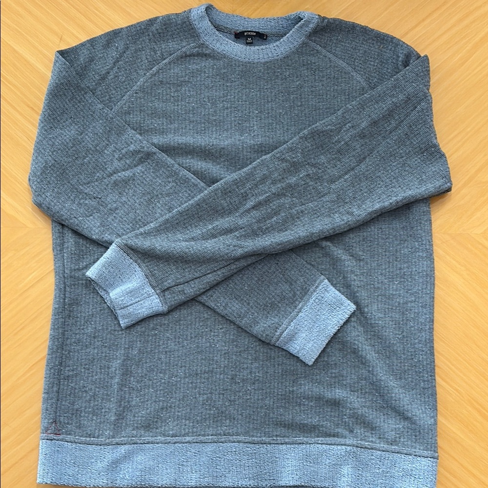 Gray Crewneck Sweater with Ribbed Details